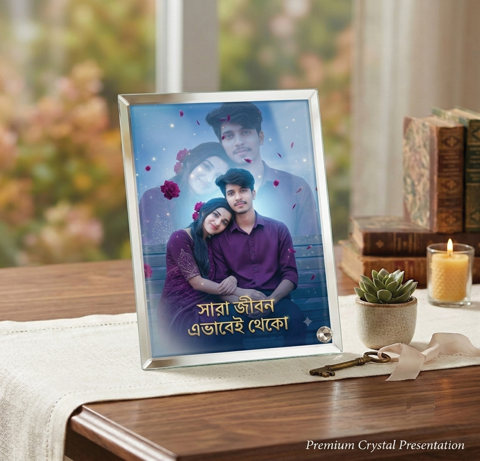 ক্রিস্টাল ফ্রেমে স্পেশাল ডিজাইন, 7" by 9"
