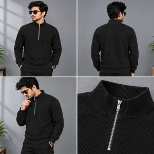 Premium Black  Zipper Sweat T-Shirt – স্টাইল ও কমফোর্টের পারফেক্ট কম্বিনেশন!